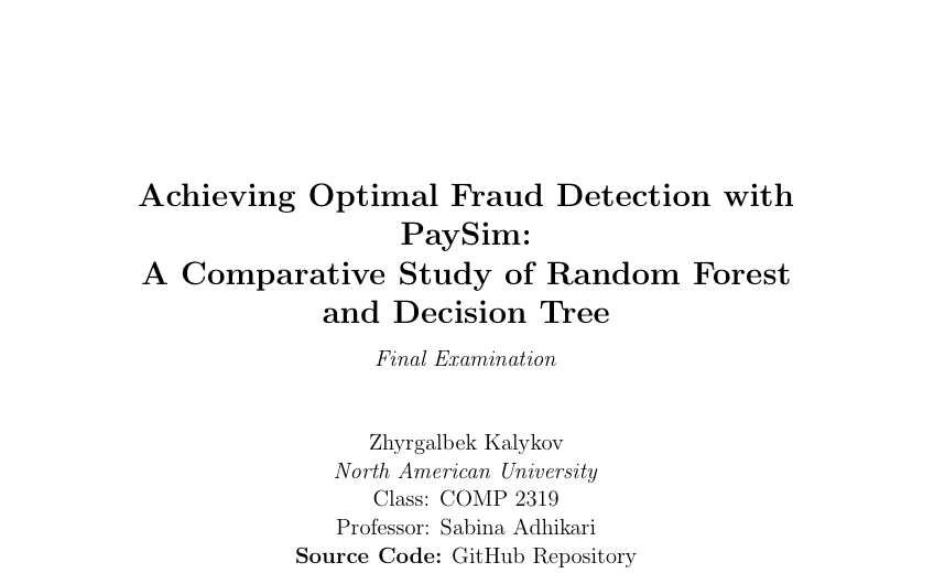 Fraud Detection on PaySim - Research Report